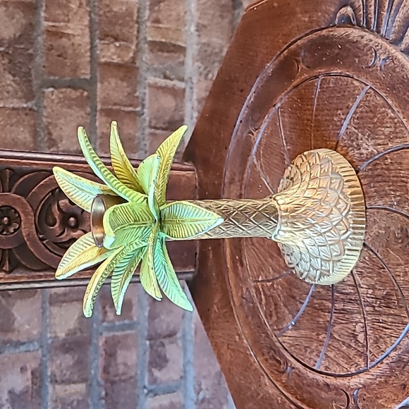 Vintage Accents Vintage Brass Palm Tree Candle Stick Holder Poshmark